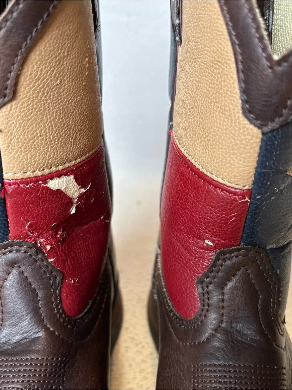 Durango Kids size 1M Texas Flag Western Cowboy Boots model BT246 some peeling